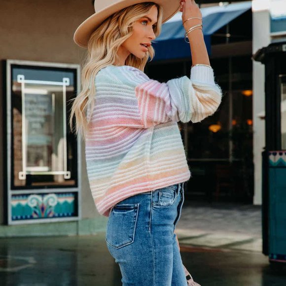 RAIN THEN RAINBOW STRIPED KNIT SWEATER - Picture 9 of 10